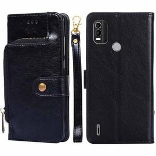 For Nokia C21 Plus Zipper Bag PU + TPU Horizontal Flip Leather Phone Case(Black)