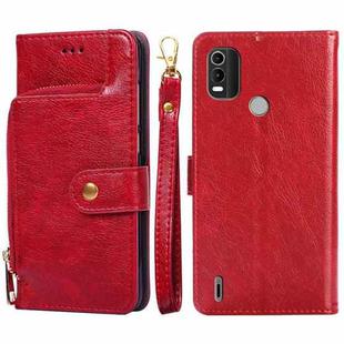 For Nokia C21 Plus Zipper Bag PU + TPU Horizontal Flip Leather Phone Case(Red)