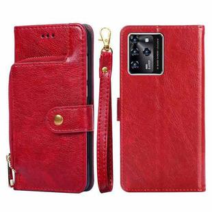 For ZTE Blade V30 Zipper Bag PU + TPU Horizontal Flip Leather Phone Case(Red)