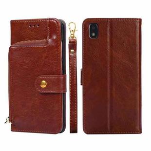 For ZTE Blade L210 Zipper Bag PU + TPU Horizontal Flip Leather Phone Case(Brown)