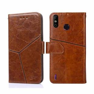 For Infinix Smart 4 X653 Geometric Stitching Horizontal Flip Leather Phone Case(Light Brown)