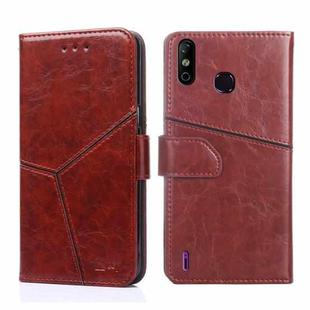 For Infinix Smart 4 X653 Geometric Stitching Horizontal Flip Leather Phone Case(Dark Brown)