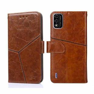 For Itel A48 Geometric Stitching Horizontal Flip Leather Phone Case(Light Brown)