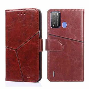 For Itel Vision 1 Pro Geometric Stitching Horizontal Flip Leather Phone Case(Dark Brown)