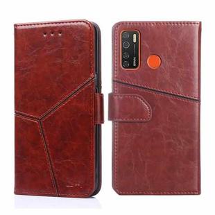 For Tecno Camon 15 CD7/ Camon 15 Air Geometric Stitching Horizontal Flip Leather Phone Case(Dark Brown)