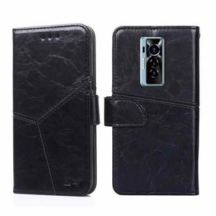 For Tecno Phantom X Geometric Stitching Horizontal Flip Leather Phone Case(Black)