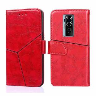 For Tecno Phantom X Geometric Stitching Horizontal Flip Leather Phone Case(Red)