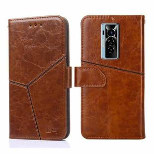 For Tecno Phantom X Geometric Stitching Horizontal Flip Leather Phone Case(Light Brown)