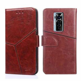 For Tecno Phantom X Geometric Stitching Horizontal Flip Leather Phone Case(Dark Brown)