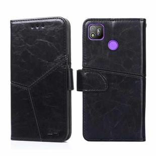 For Tecno Pop 4 Geometric Stitching Horizontal Flip Leather Phone Case(Black)