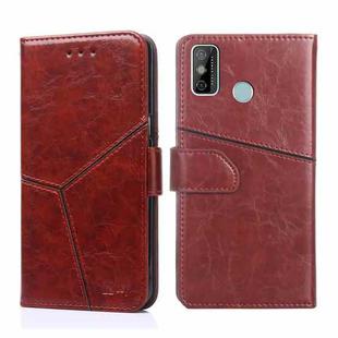 For Tecno Spark 6 GO Geometric Stitching Horizontal Flip Leather Phone Case(Dark Brown)