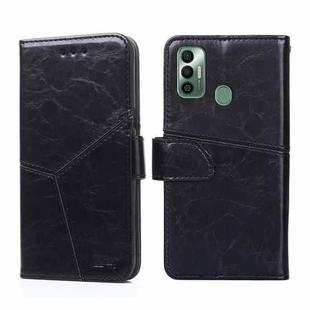 For Tecno Spark 7 Geometric Stitching Horizontal Flip Leather Phone Case(Black)