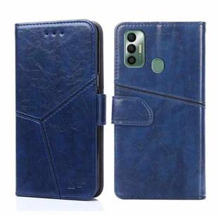 For Tecno Spark 7 Geometric Stitching Horizontal Flip Leather Phone Case(Blue)
