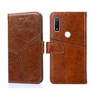 For Fujitsu Arrows WE F-51B Geometric Stitching Horizontal Flip Leather Phone Case(Light Brown)