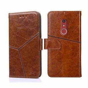 For Fujitsu Arrows Be4 Plus F-41B Geometric Stitching Horizontal Flip Leather Phone Case(Light Brown)