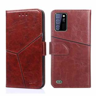 For OUKITEL C25 Geometric Stitching Horizontal Flip Leather Phone Case(Dark Brown)