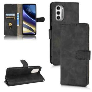 For Motorola Moto G52 JP Version Skin Feel Magnetic Flip Leather Phone Case(Black)