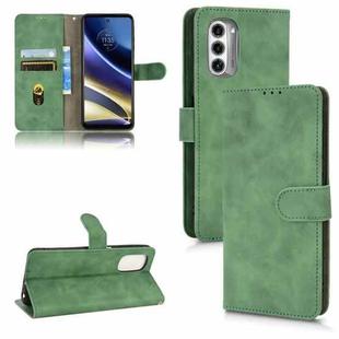 For Motorola Moto G52 JP Version Skin Feel Magnetic Flip Leather Phone Case(Green)