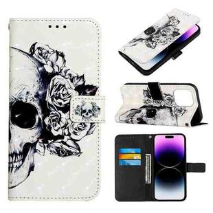 For iPhone 14 Pro 3D Painting Horizontal Flip Leather Phone Case(Skull)