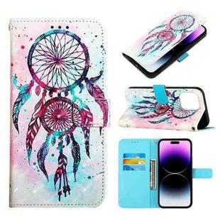 For iPhone 14 Pro Max 3D Painting Horizontal Flip Leather Phone Case (Color Drop Wind Chimes)