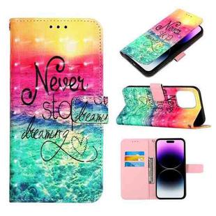 For iPhone 14 Pro Max 3D Painting Horizontal Flip Leather Phone Case (Chasing Dreams)