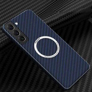 For Samsung Galaxy S22 5G Carbon Fiber Texture MagSafe Magnetic Phone Case(Blue)