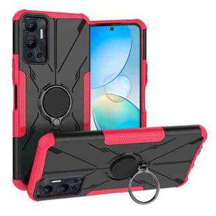 For Infinix Hot 12 Armor Bear Shockproof PC + TPU Phone Case(Rose Red)