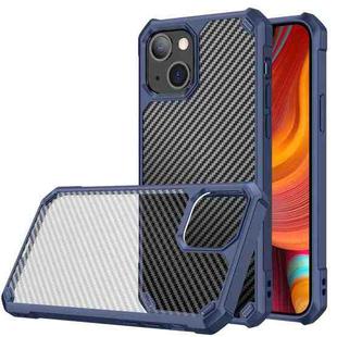 For iPhone 14 Plus Carbon Fiber Acrylic Shockproof Phone Case (Blue)