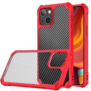 For iPhone 14 Plus Carbon Fiber Acrylic Shockproof Phone Case (Red)