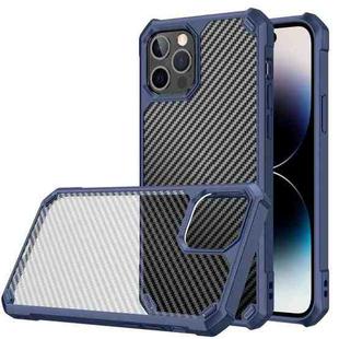 For iPhone 14 Pro Max Carbon Fiber Acrylic Shockproof Phone Case (Blue)