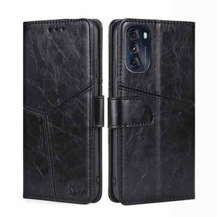 For Motorola Moto G 5G 2022 Geometric Stitching Horizontal Flip Leather Phone Case(Black)