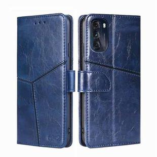 For Motorola Moto G 5G 2022 Geometric Stitching Horizontal Flip Leather Phone Case(Blue)