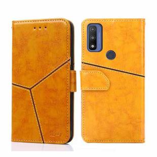 For Motorola Moto G Pure Geometric Stitching Horizontal Flip Leather Phone Case(Yellow)