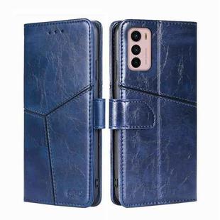 For Motorola Moto G42 4G Geometric Stitching Horizontal Flip Leather Phone Case(Blue)
