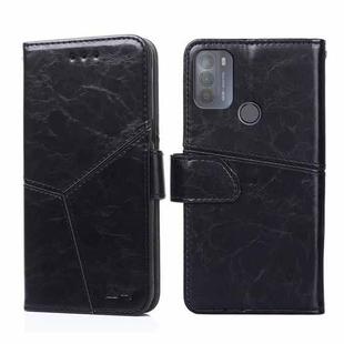 For Motorola Moto G50 Geometric Stitching Horizontal Flip Leather Phone Case(Black)