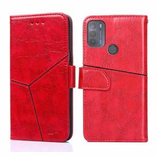 For Motorola Moto G50 Geometric Stitching Horizontal Flip Leather Phone Case(Red)