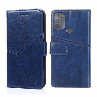 For Motorola Moto G50 Geometric Stitching Horizontal Flip Leather Phone Case(Blue)
