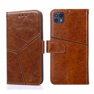 For Motorola Moto G50 5G Geometric Stitching Horizontal Flip Leather Phone Case(Light Brown)