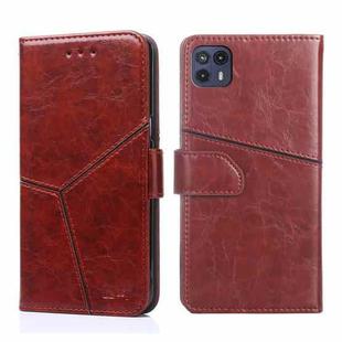 For Motorola Moto G50 5G Geometric Stitching Horizontal Flip Leather Phone Case(Dark Brown)