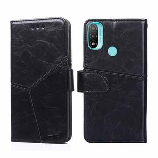 For Motorola Moto E20 Geometric Stitching Horizontal Flip Leather Phone Case(Black)