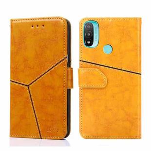 For Motorola Moto E20 Geometric Stitching Horizontal Flip Leather Phone Case(Yellow)