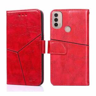 For Motorola Moto E40 Geometric Stitching Horizontal Flip Leather Phone Case(Red)