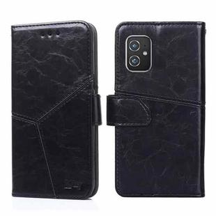 For Asus Zenfone 8 ZS590KS Geometric Stitching Horizontal Flip Leather Phone Case(Black)