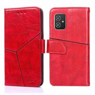 For Asus Zenfone 8 ZS590KS Geometric Stitching Horizontal Flip Leather Phone Case(Red)