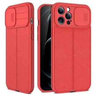 For iPhone 14 Plus Litchi Texture Sliding Camshield TPU Protective Phone Case (Red)