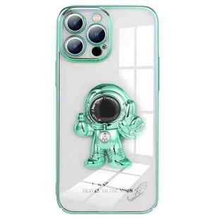 For iPhone 13 Pro Max Electroplating PC Astronaut Magnetic Holder Phone Case (Green)