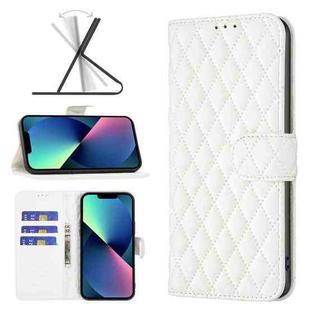 Diamond Lattice Wallet Leather Flip Phone Case For iPhone 13 mini(White)