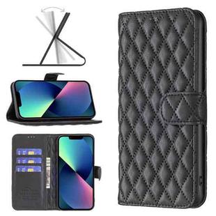 Diamond Lattice Wallet Leather Flip Phone Case For iPhone 13 mini(Black)