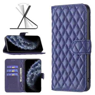 For iPhone 11 Pro Diamond Lattice Wallet Leather Flip Phone Case(Blue)