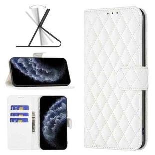 For iPhone 11 Pro Diamond Lattice Wallet Leather Flip Phone Case(White)